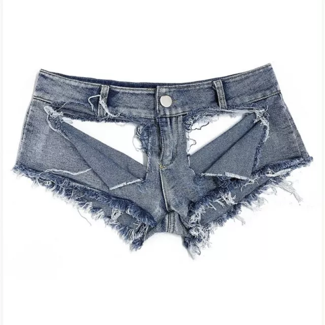 Women Micro Denim Shorts Sexy Hot Pants Mini Jeans Low Waist Thong Slim Club