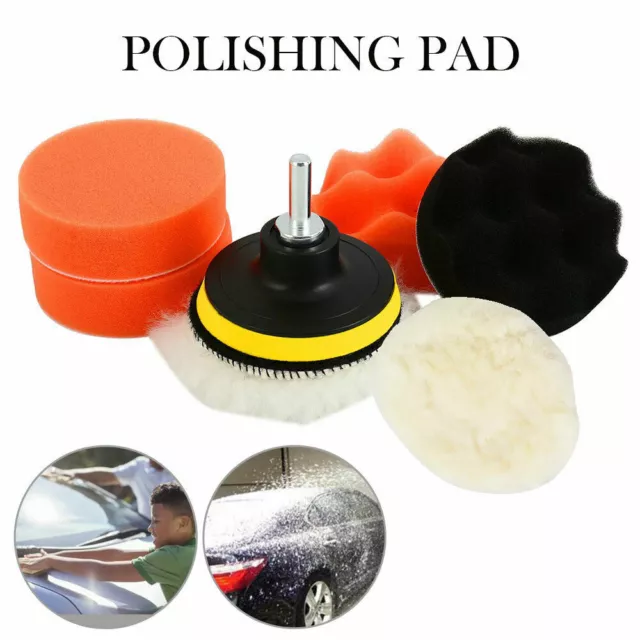 6x 3" Car Polisher Gross Polishing Pads For Drill Sponge Waxing Buffing Kit#