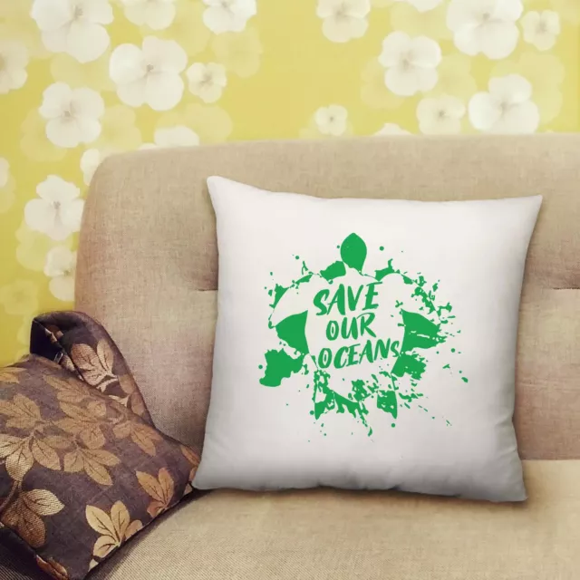 Save Our Oceans Turtle Green Printed Cushion Gift with Filled Insert- 40cmx 40cm