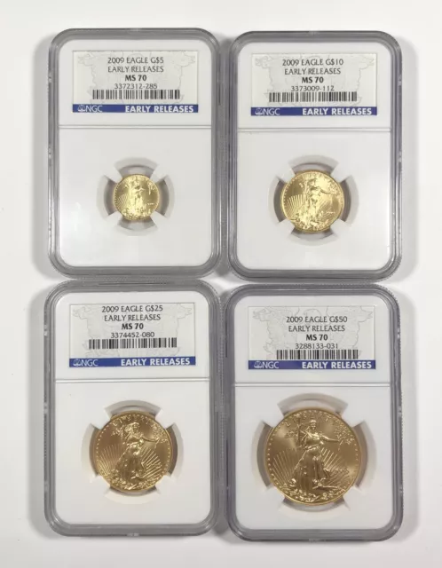 2009 American eagle 4pc Gold Set. NGC MS70 ER. Perfect.