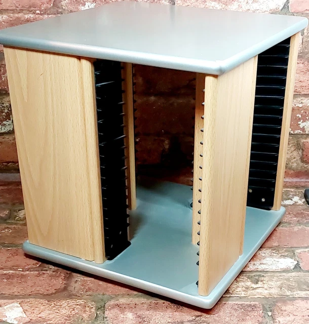 Rack CD Rotante Legno Portaoggetti Rotante 360° Metallico