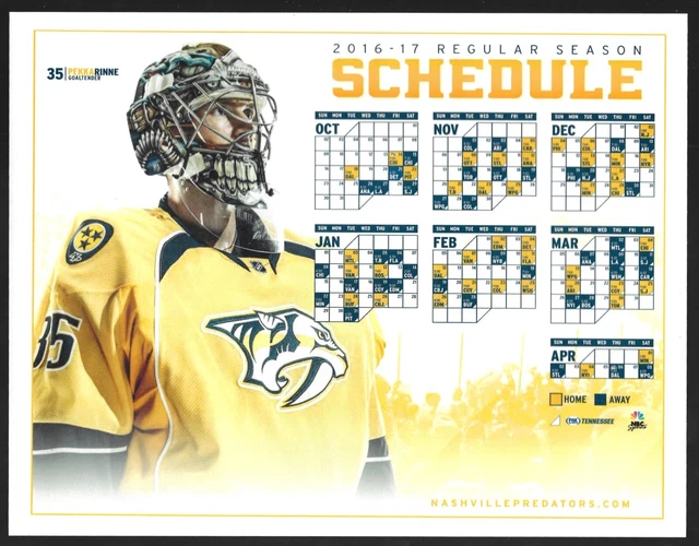 RARE VERSION 201617 Nashville Predators NHL Hockey Schedule !!! PEKKA RINNE 2.97 PicClick