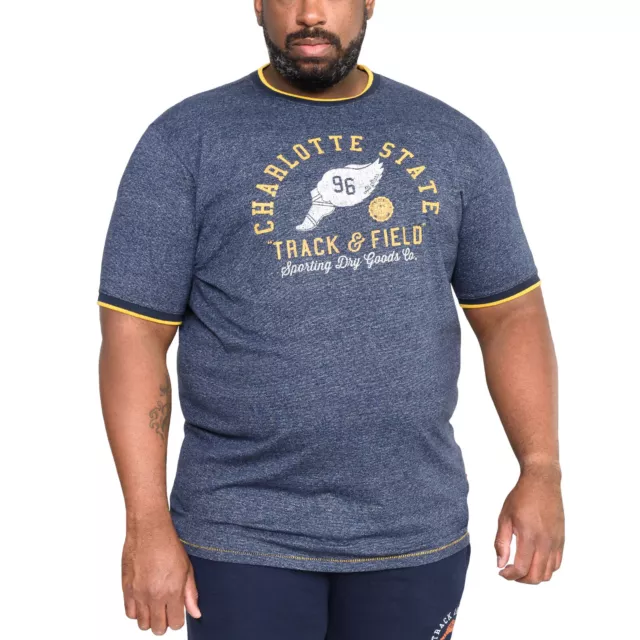 Duke D555 Mens Bethnal Big Tall Kingsize Charlotte State Print T-Shirt - Navy