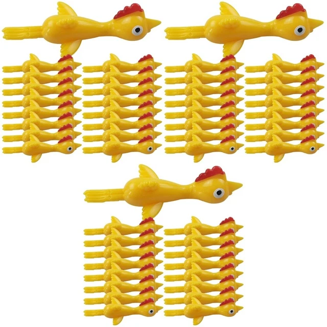 144 Pcs Faux Poulet Poussin Catapulte Jouet Enfant Cadeaux De Caca Élastique