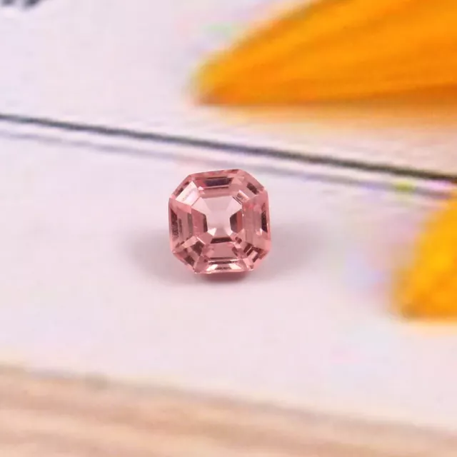 Naturel Ceylan Padparadscha Saphir 5x5 MM Asscher Coupe Desseré Gemme 1.00 CT