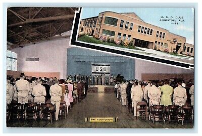 c1940's The Auditorium And U.S.O Club Anniston Alabama AL Vintage Postcard