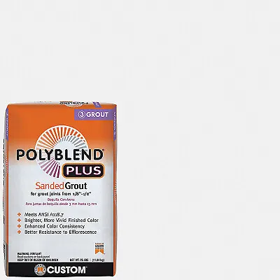 Polyblend Plus Sanded Grout, Powder, Characteristic, Arctic White, 25 lb Bag