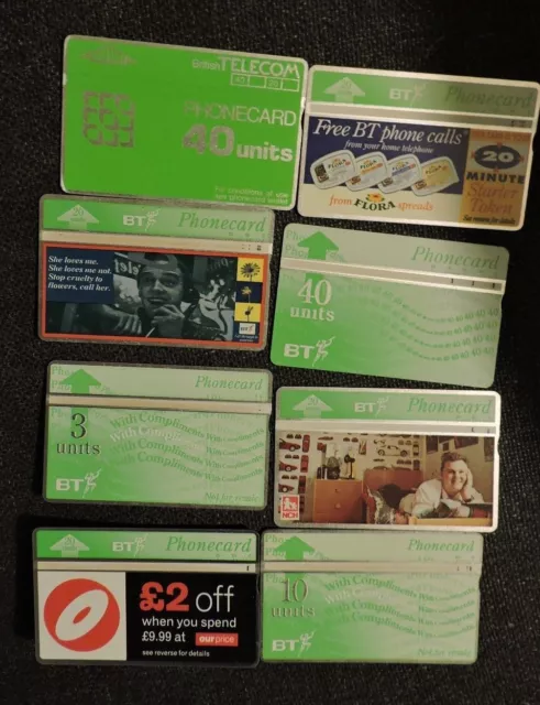 8 Used  Phonecards From British Telecom  No Value Collectors Item. Lot 9