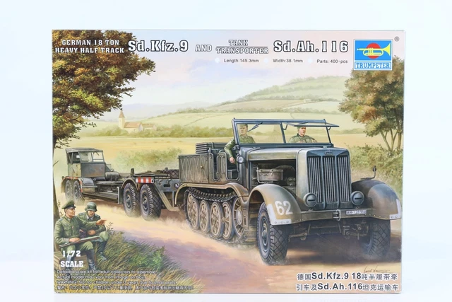 TRUMPETER 07275 1:72 Scale German Sd.Kfz.9 18 Ton Half Track & Sd.Ah ...