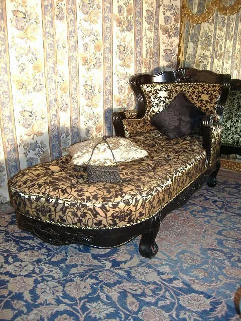 Stunning chaise longue love chair armchair with exclusive fabric from a castle 3