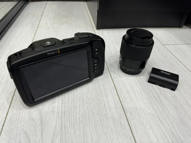 Black Magic Pocket Cinema Camera 4K - Black with 30mm Sigma Lens & 2x Batteries