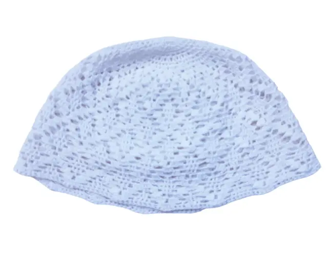 Girls Sun Hand Crochet White Hat  Beret Knit  Outdoor  5-7 yrs
