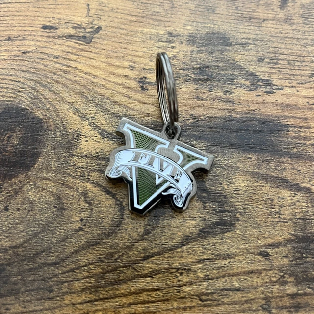 Grand Theft Auto V Promotional Logo Metal Keychain Key Ring GTA 5 Rockstar Games