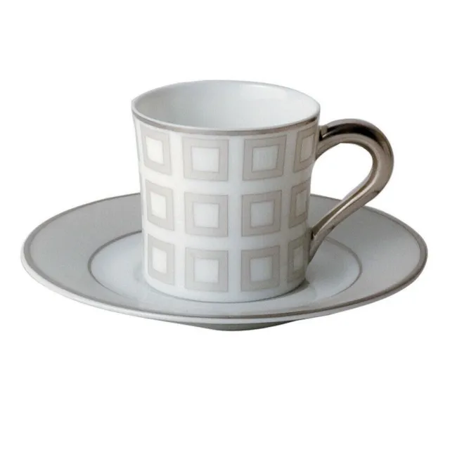 Tasse et soucoupe café MILO argent porcelaine BERNARDAUD Limoges NEUVE 160€