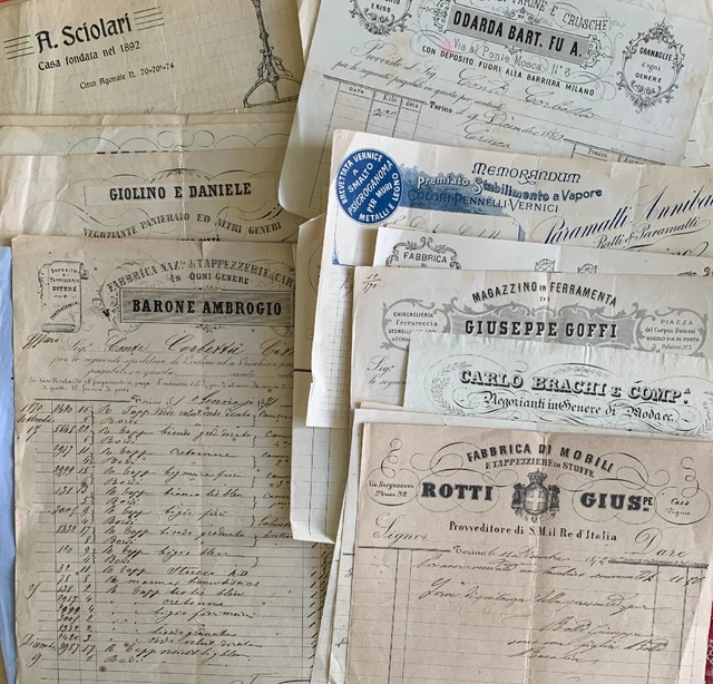Lotto 38 Carta Intestata Fatture 1841 Farmacia Mobilificio Metalli Ferramenta
