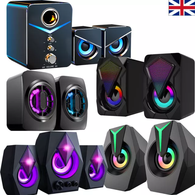 Speakers Surround Sound System LED PC Gaming Bass USB Wired for Desktop Computer