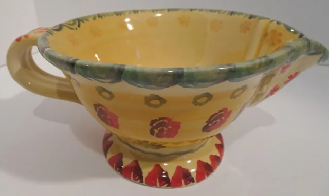 Italian Pottery Hand Painted Ceramic Gravy Sauce Serving Bowl Made in Italy