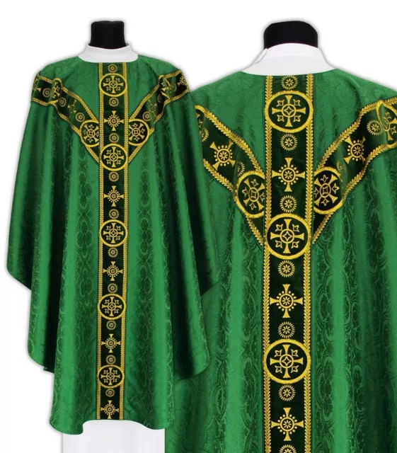 Casula Gotica Verde con stola GY579-AZ25 Pianeta Paramento liturgico VARI COLORI