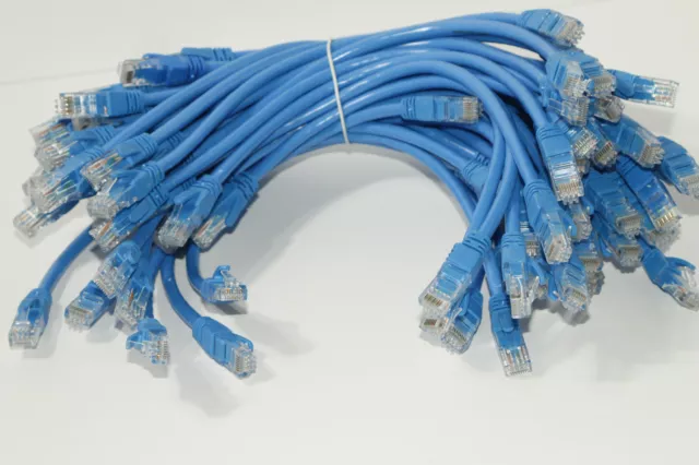 lot of 45 pack -1' FT CAT6 PATCH CORD ETHERNET NETWORK CABLE BLUE Cat-6 RJ45