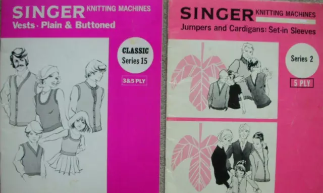 2x Singer Knitting Machine Books - SERIES 2 5Ply & CLASSIC SERIES 15 in 3 & 5Ply