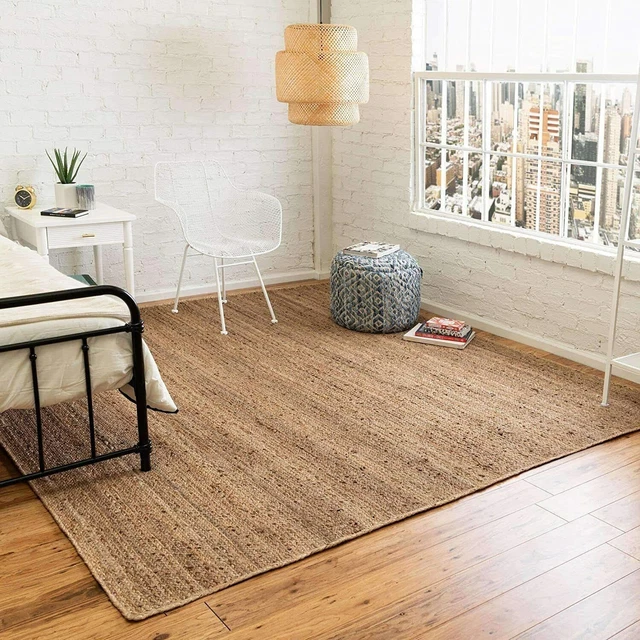 3 x 4 pies yute trenzado hecho a mano rectangular Reversible Indien Rug...
