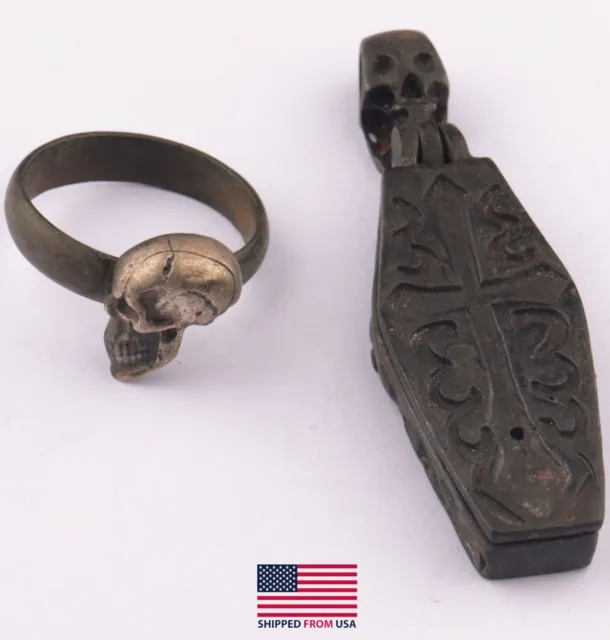 Ring SKULL Pendant Coffin SKELETON Funerary box Casket MEMENTO MORI Style JEWEL