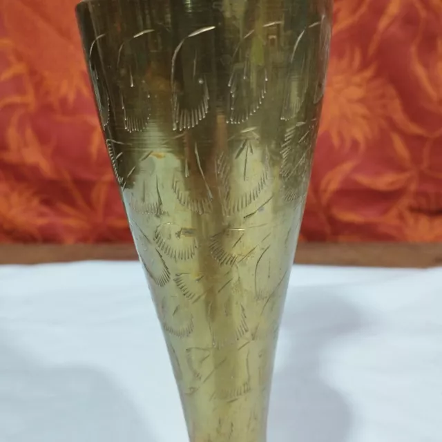 jarron antiguo de laton cincelado - soliflore altura 40cm 2