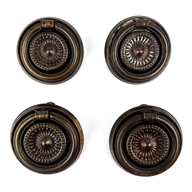 Vintage Drop Ring Pulls Drawer Handle & Backplate Lot Furniture Hardware #H9