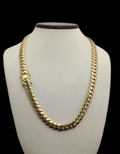 Real Miami Cuban Link Chain Necklace / Bracelet 14k Gold Plated Stainless  Steel