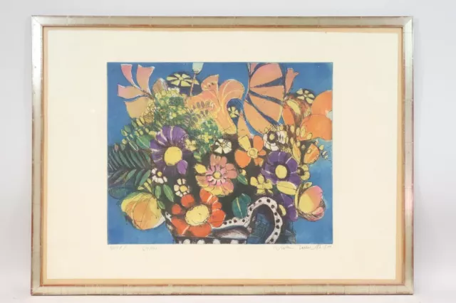 Blumenstrauß Stillleben Farbradierung signiert Dietmar LEMCKE (1930) (BG8761)