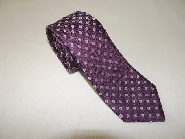 VALENTINO [New] Men's woven 100% silk Purple Geometric Necktie TIE 59 x 3.7/8