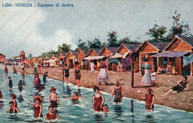 LIDO DI VENEZIA Capanne di destra Cartolina animata