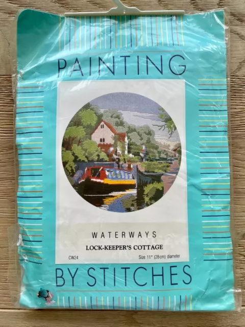 Painting by Stitches Waterways Barge needlepoint cross stitch kit vintage 80s