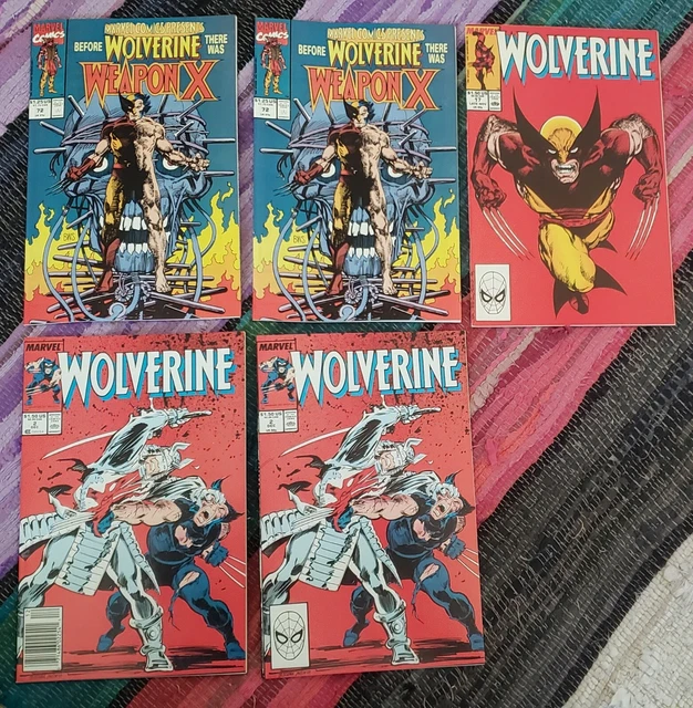 5 Comic Lot- Marvel Comics Presents #72 1st Weapon X , Wolverine 2, Wolverine 17