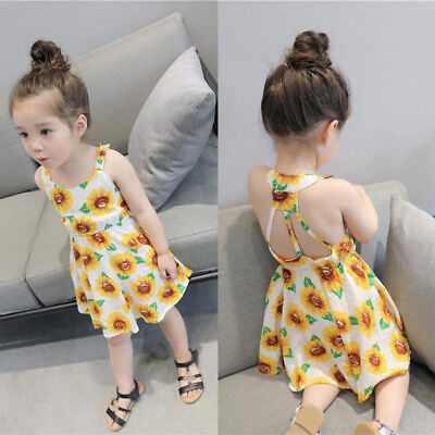 Infant Baby Girls Sunflower Sleeveless Backless Floral Short Dress Clothes Buy