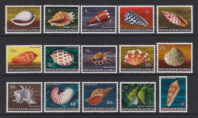 PAPUA NEW GUINEA  1968-69: MNH SHELLS set (15) Sc 265/279 cv $28 · 2 images