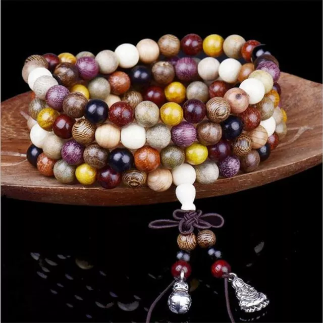 8MM Sandalwood Bracelet 108 Beads Buddha Pendant Reiki Spirituality Handmade 2