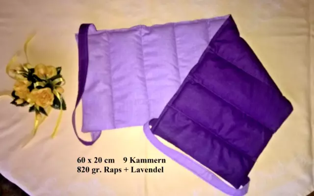 XL Körnerkissen Nacken Rücken Raps Lavendel 9 Kammer 60 x 20  groß 2 Schlaufen