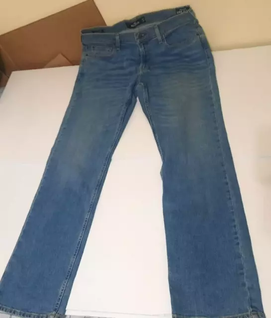 Hollister Epic Flex Mens 34 34 Classic Straight Light Wash Denim Blue Jeans New