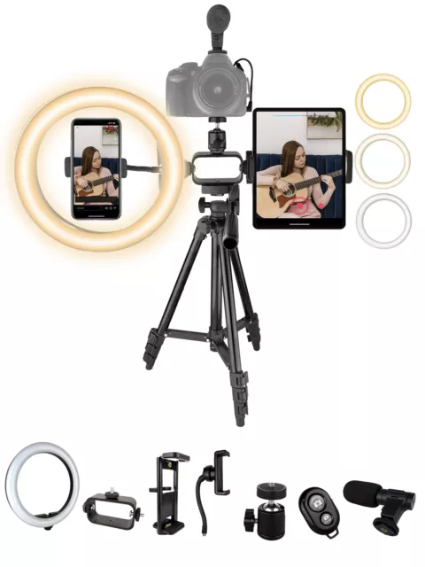10" LED Ring Light Kit with Stand Dimmable 6000K For Makeup Phone Camera Youtube