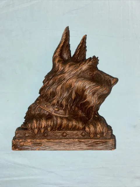 SYROCO WOOD Figural Scottie Terrier Dog Head Decorative Shoe Brush Holder