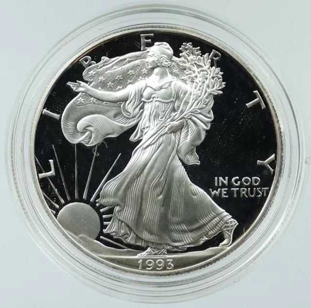 1993 UNITED STATES USA American Eagle & Liberty PROOF SILVER Dollar Coin i117786