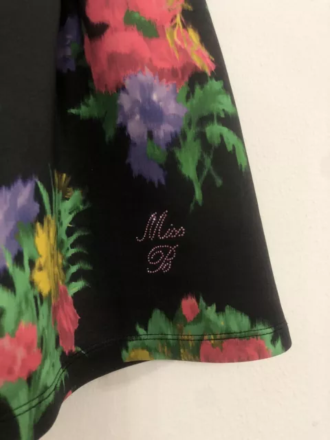 MISS BLUMARINE Gonna bambina ragazza nera fantasia floreale colorata Tg 12 Anni 3