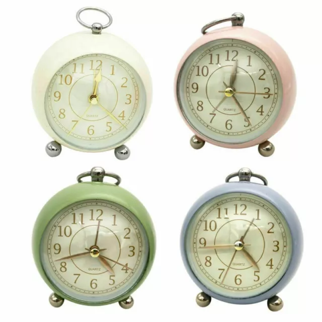 Non-ticking Silent Quartz Analog Retro Vintage Bedside Bell Alarm Clock With UK