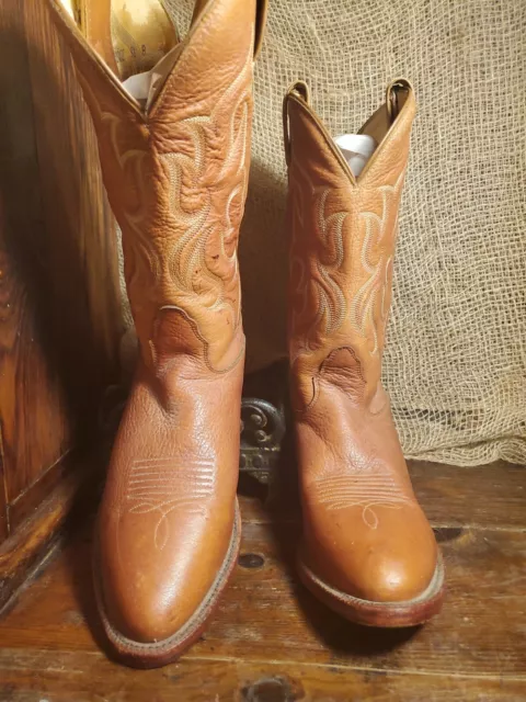 Nocona Boots 2408 Brown/Cognac Leather Sharkskin Western Boots Mens Size 9.5 B
