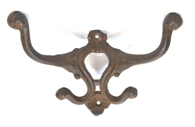 Large Victorian Style  Cast Iron Wall Mount Hat / Coat Hook 4 Prong 3