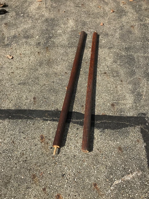 CM Pair Antique fluted wood Columns 65.75 x 2 3/8