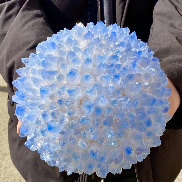 13LB  New Find sky blue Phantom Quartz Crystal Cluster Mineral Specimen Healing