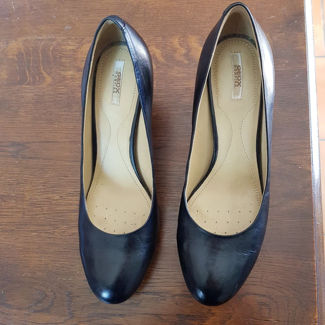 Escarpins Geox Respira D83G4H – Noir, Cuir, Talons 2-7 Cm, Pointure 36