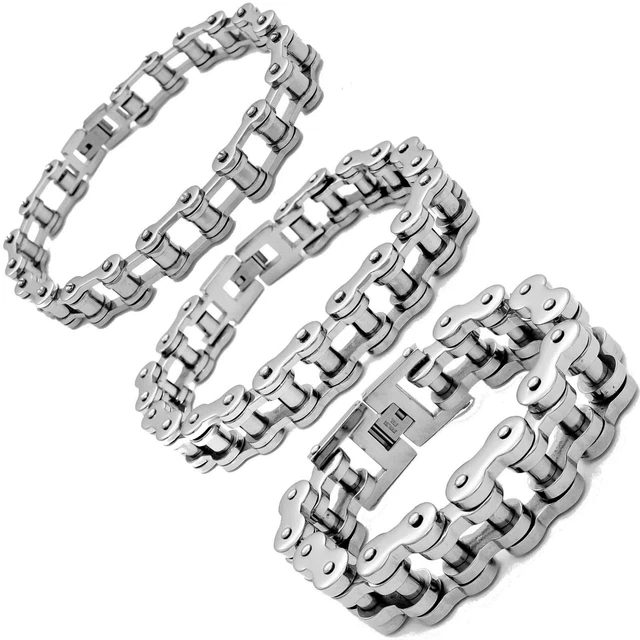 Herren Armreif Armband Edelstahl Armkette Biker Motorrad Fahrrad - Foto 7